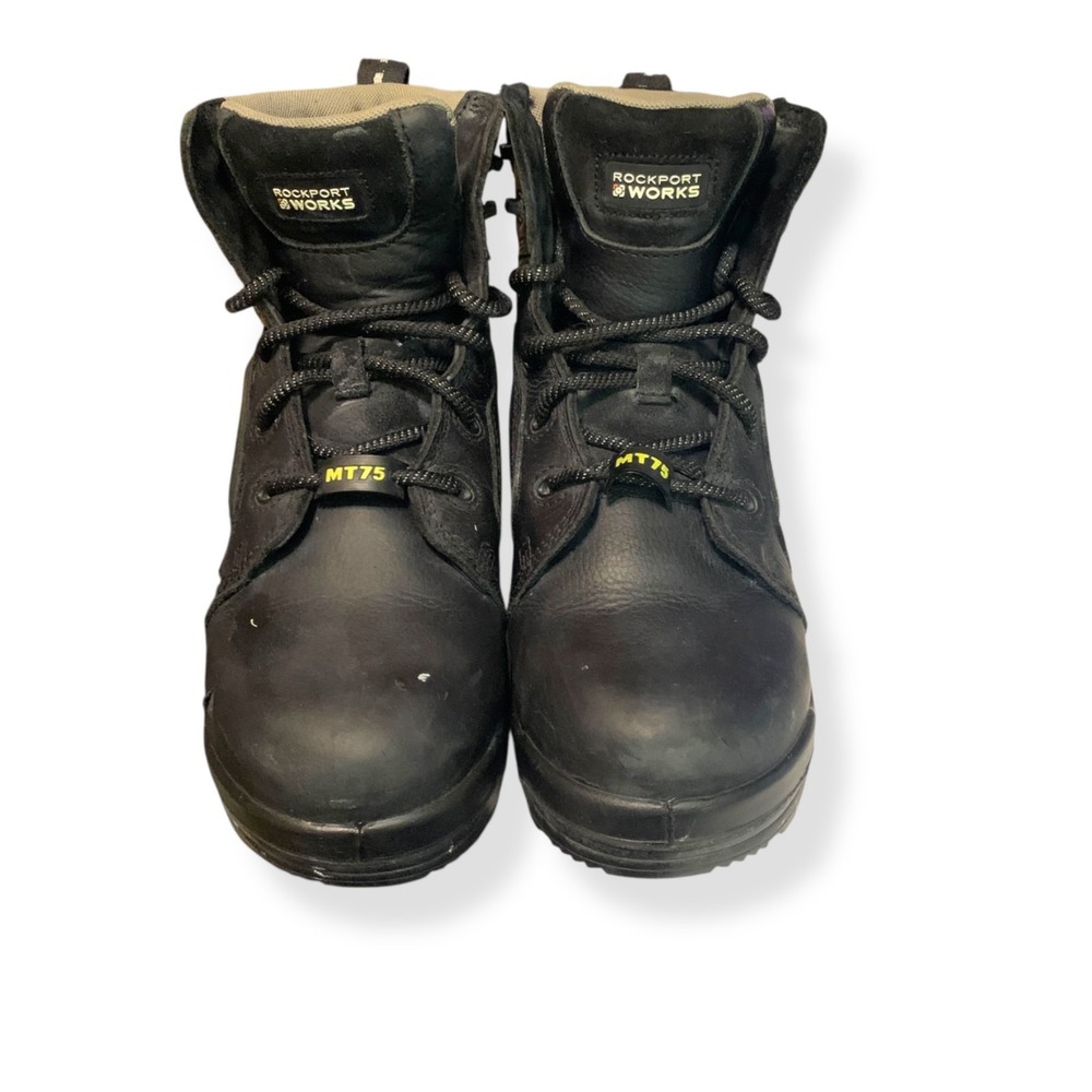 Rockport Works Women's Black Leather Steel Toe Safety Work Boots RK465 Sz 8.5 W - Picture 4 of 13